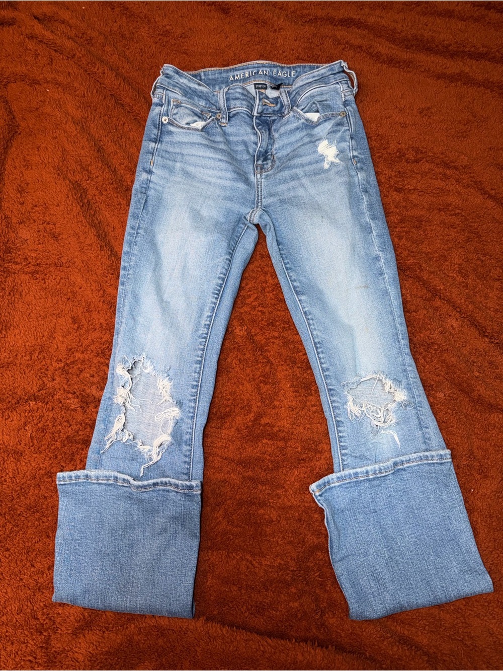 American Eagle Outfitters Light Wash Distressed Bootcut Jeans